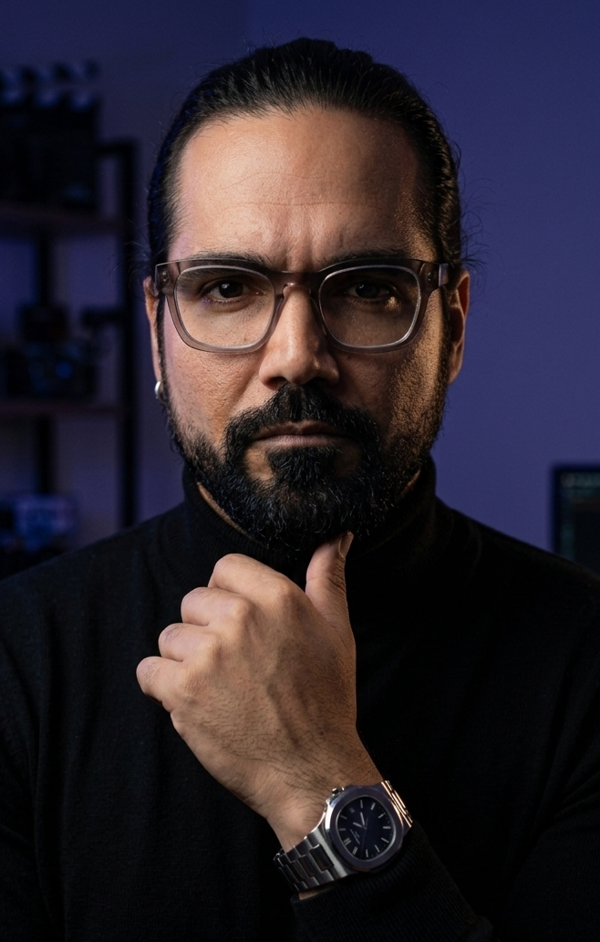 Athos Muniz em set, operando câmera cinematográfica